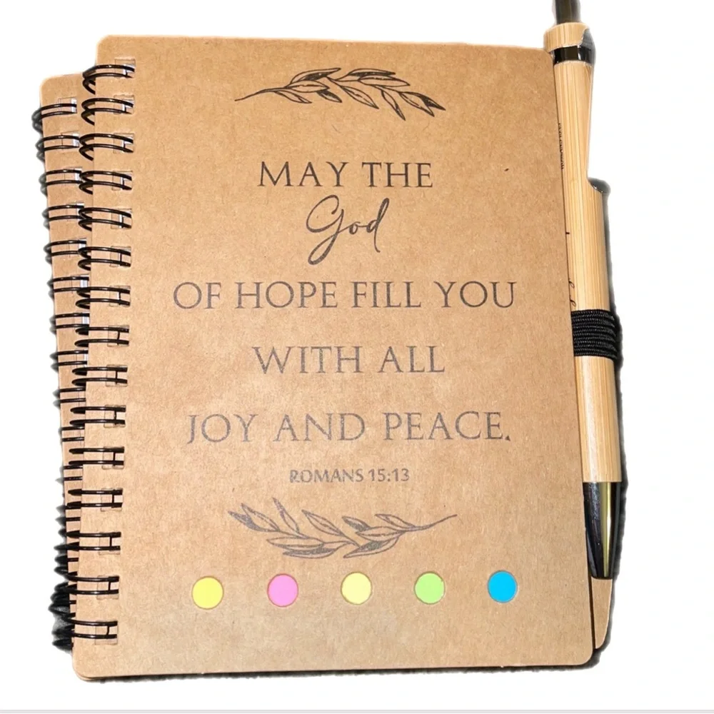 10 gift sets Christian Spiral Notebook W/Bible Verse,Bamboo Pen+matching+Journal